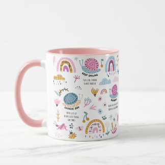 Snail Positive Thinking, Pink Coffee Mug, 11oz Mug