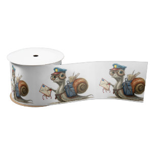 Snail Postman Delivering Mail Satin Ribbon