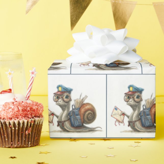 Snail Postman Delivering Mail Wrapping Paper (Birthday Party)