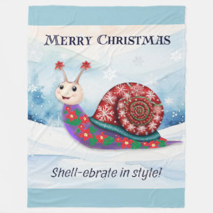 Snail Pun Humourous Funny Merry Christmas Picture Fleece Blanket