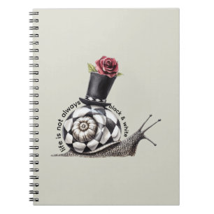 Snail Red Rose Life Not Black & White Notebook