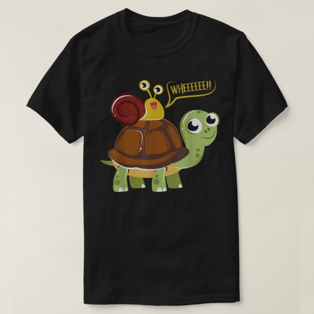 Snail Riding A Turtle Supersonic Animal Lovers Des T-Shirt (Design Front)