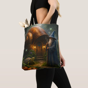 Snail shell cottage enchanted Forest shoulder tote Bag