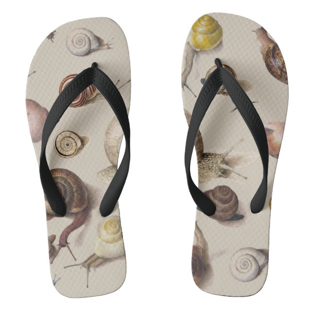 Snail Slug Garden Pet Gastropod Botanical Snails Flip Flops (Footbed)