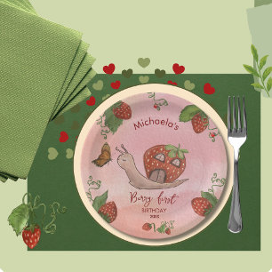 Snail & Strawberry 'Berry First' Party Napkins Paper Plate