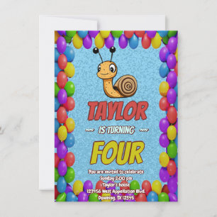 Snail Unique Personalised Birthday Invite Kids