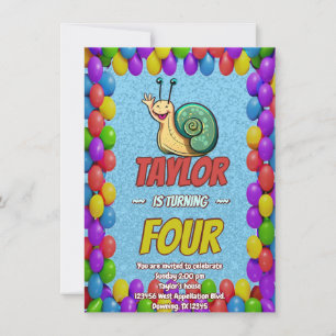 Snail Unique Personalised Birthday Invite Kids