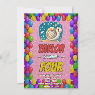 Snail Unique Personalised Birthday Invite Kids