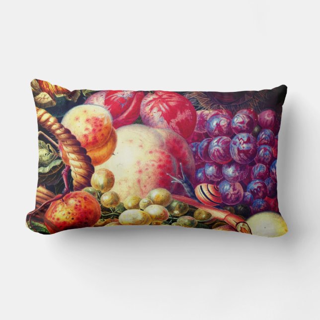 Snail Watching Fruit Still Life Lumbar Cushion (Front)