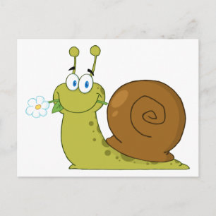 Snail With A Flower In Its Mouth Postcard