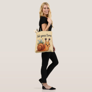 Snail with Flowers Tote Bag