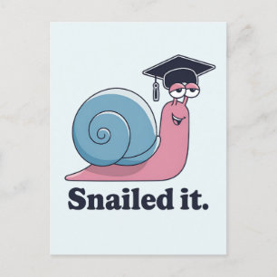 Snailed It Funny Snail Graduation Hat Graduate Postcard