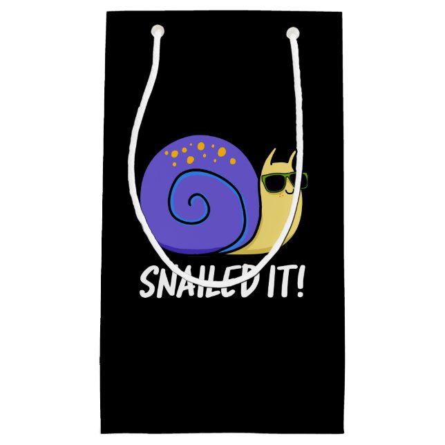 Snailed It Funny Snail Pun Dark BG Small Gift Bag (Front)