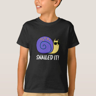 Snailed It Funny Snail Pun Dark BG T-Shirt