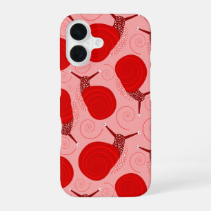 snails abstract spiral swirl red pink dot iPhone 16 case