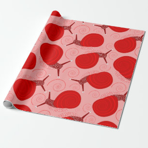 snails abstract spiral swirl red pink dot wrapping paper