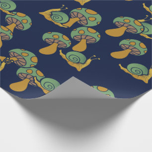 Snails and Mushrooms Retro Snail Mushroom Pattern Wrapping Paper