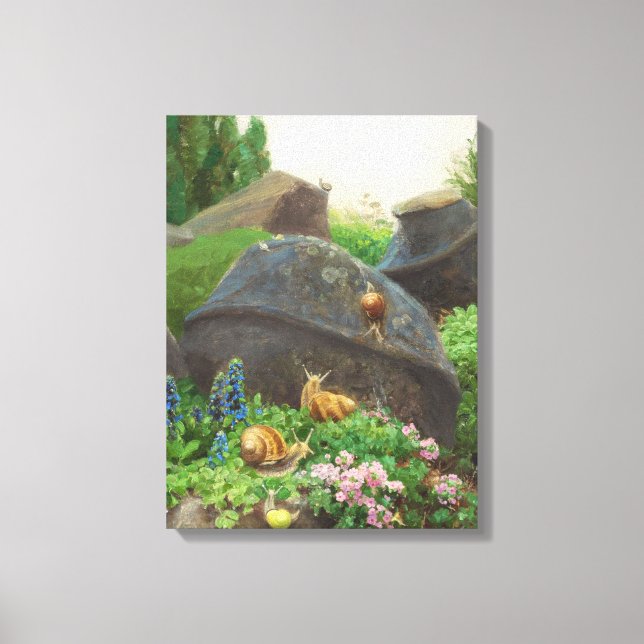 Snails in a Rock Garden (by H.A. Brendekilde) Canvas Print (Front)