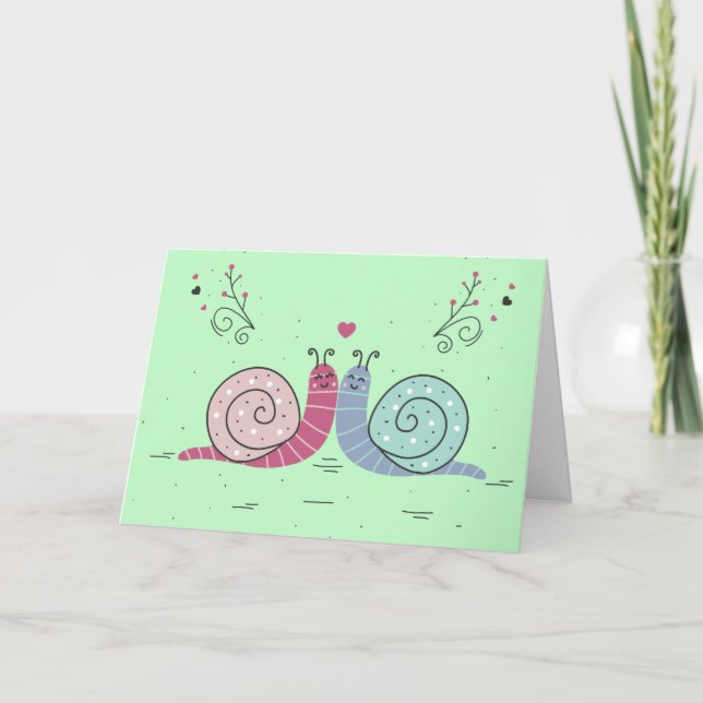Snails in Love Holiday Card (Front)