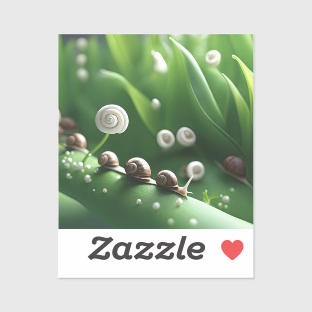 Snails lined up on green plants (Sheet)