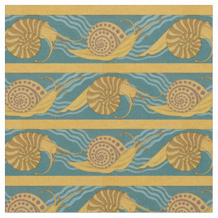 Snails Pattern Print Snail Blue Yellow Teal Gold Fabric