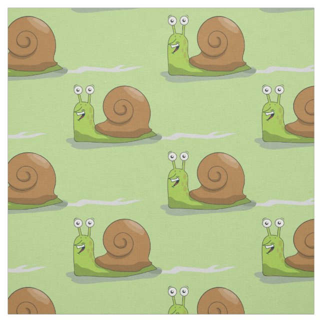 Snails Racing Green Fabric (Swatch)
