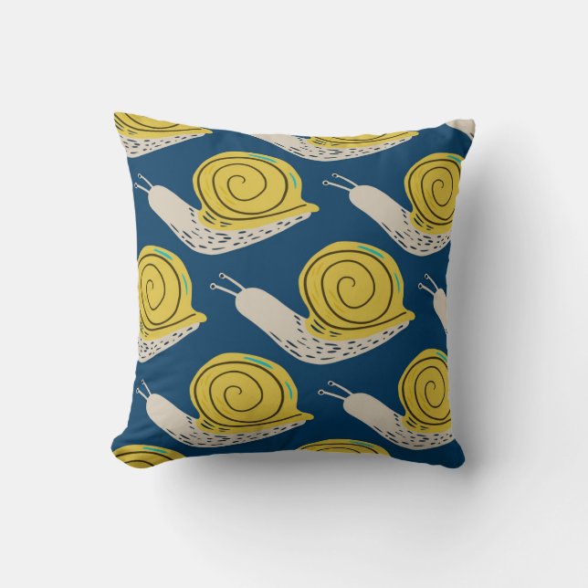 Snails silhouettes: yellow, pink pattern. cushion (Front)