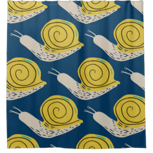 Snails silhouettes: yellow, pink pattern. shower curtain