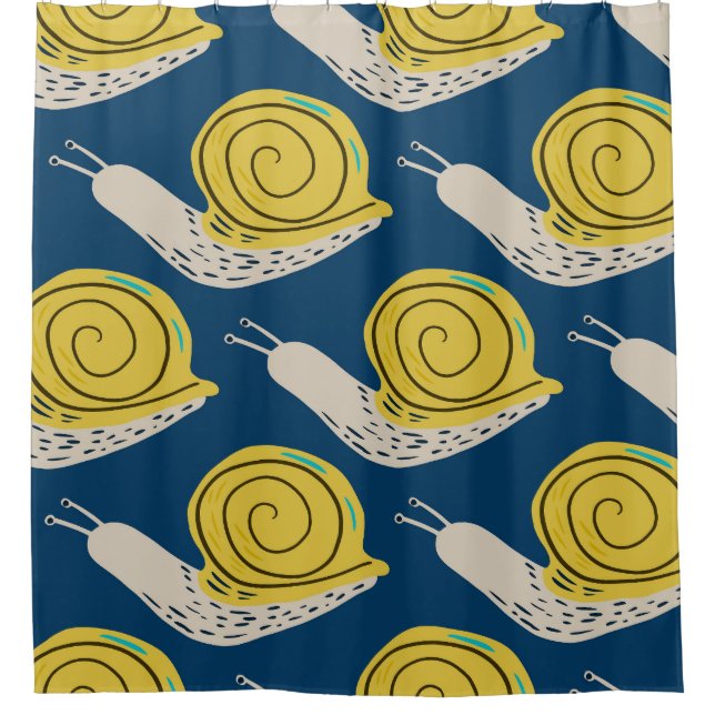 Snails silhouettes: yellow, pink pattern. shower curtain (Front)