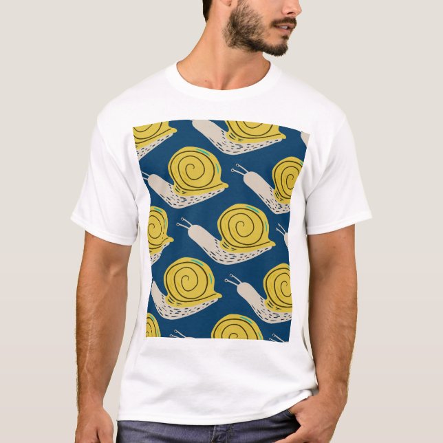 Snails silhouettes: yellow, pink pattern. T-Shirt (Front)
