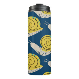 Snails silhouettes: yellow, pink pattern. thermal tumbler