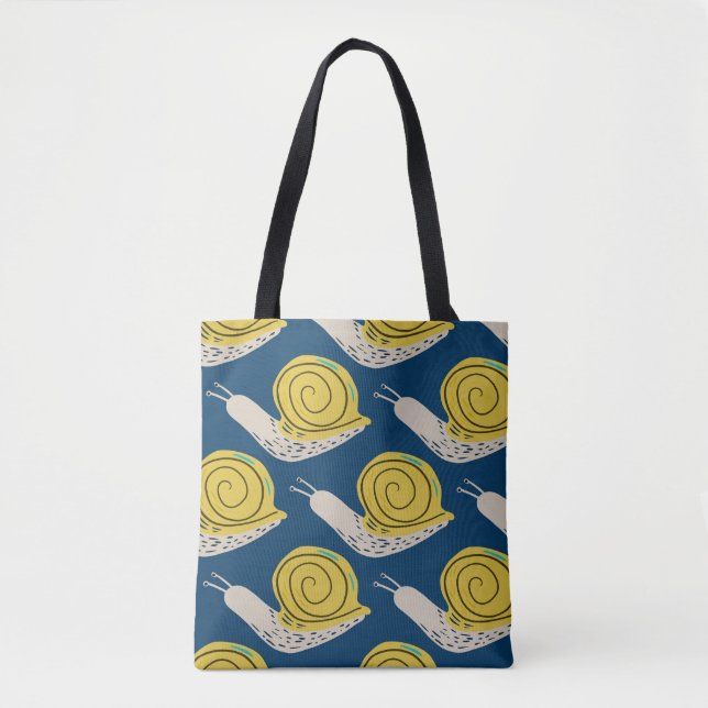 Snails silhouettes: yellow, pink pattern. tote bag (Front)