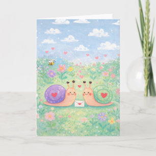 Snails With a Love Letter Snail Mail Valentine Holiday Card