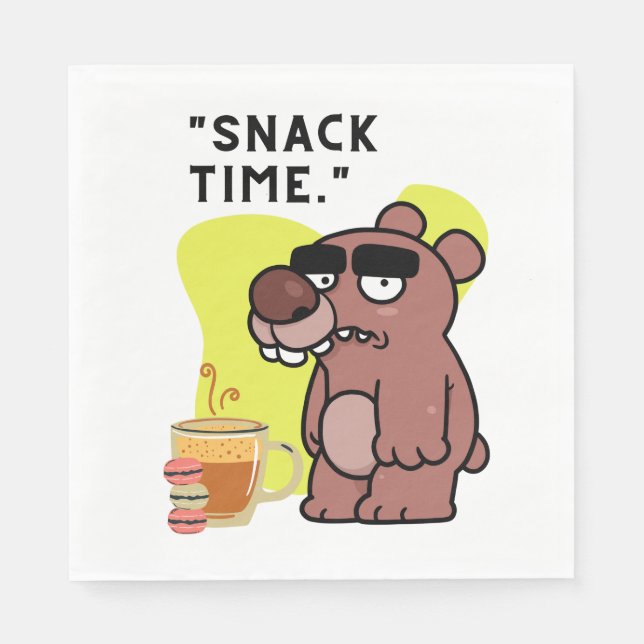 SNAK TIME!- ANIMAL-FUNNY- COFFEE-COOKIES NAPKIN (Front)
