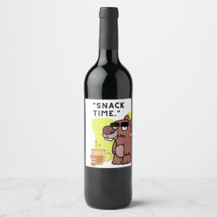 SNAK TIME!- ANIMAL-FUNNY- COFFEE-COOKIES WINE LABEL