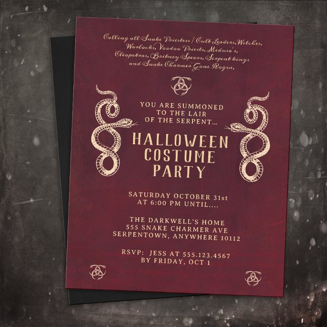 Snake Adult Halloween Party Burgundy Flyer (Creator Uploaded)