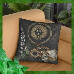 Snake and Berries Throw Pillow<br><div class="desc">Amesmerizing combination of a snake, skull, smiling sun, white flowers, and berries, all brought together in a unique and intricate style that exudes mystery, edginess, and playfulness. The snake represents transformation and rebirth, the skull symbolises mortality, the smiling sun brings positivity and joy, while the white flowers and berries signify...</div>