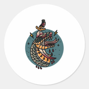 Snake and Dagger Classic Round Sticker
