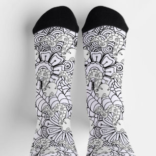 Snake and Floral Botanical Doodles Socks