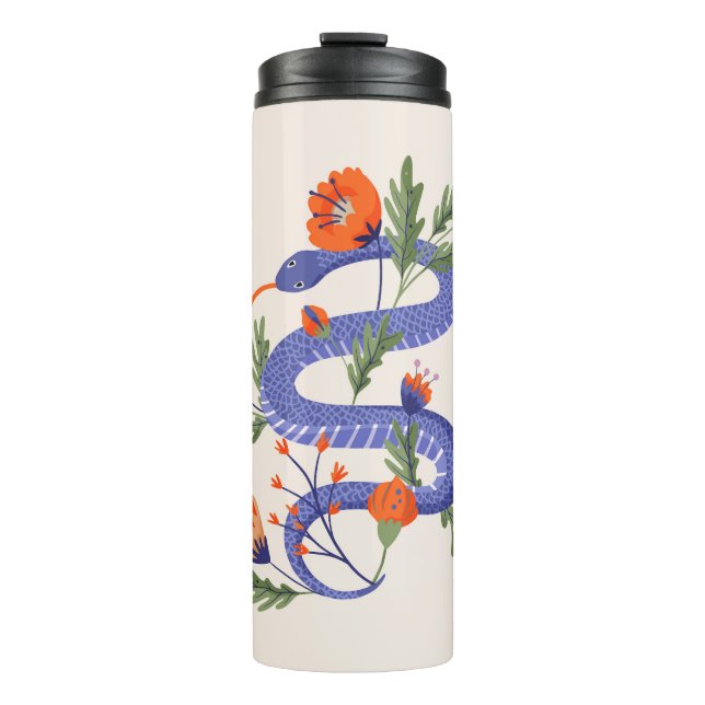 Snake and floral fairy print thermal tumbler (Front)