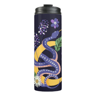 Snake and floral fairy print thermal tumbler