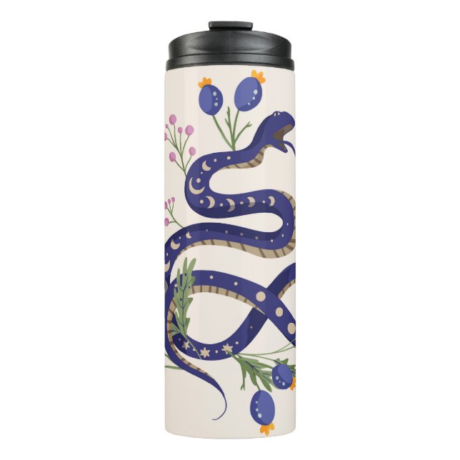 Snake and floral fairy print thermal tumbler (Front)