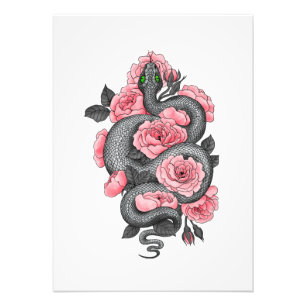 Snake and peach roses photo print