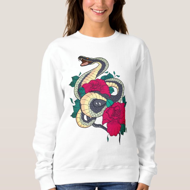 Snake And Red Rose  Sweatshirt (Front)