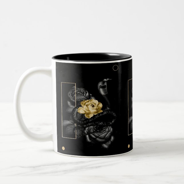 snake and rose mural, Two-Tone coffee mug (Left)