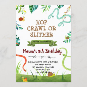 Snake and snail party invitation