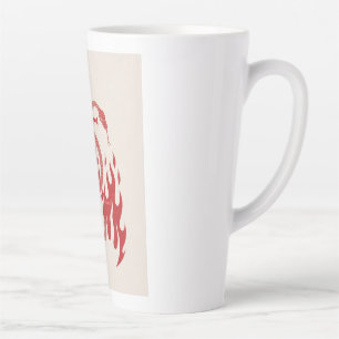 Snake and Sword Risograph Art Print Red Flame Latte Mug