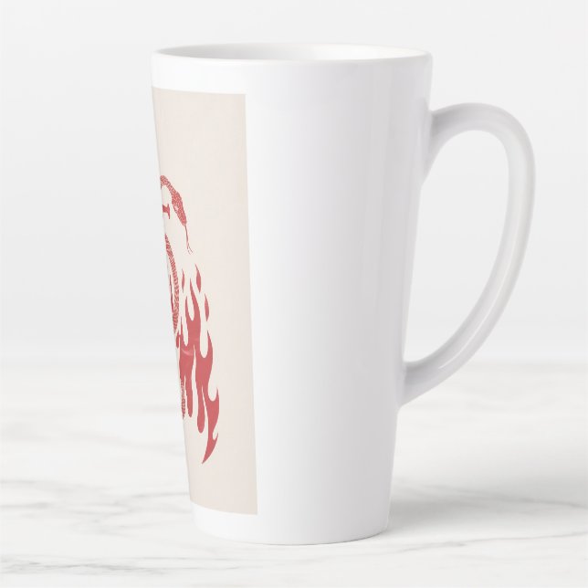 Snake and Sword Risograph Art Print | Red Flame  Latte Mug (Right)