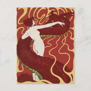 Snake and Woman by Christiansen Postcard