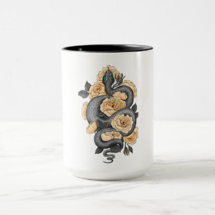 Snake and yellow roses mug